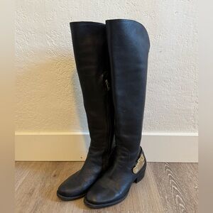 Vince Camuto Black Leather Knee-High Boots